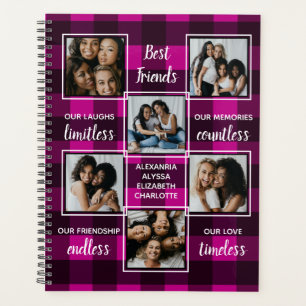 Best Friends Friendship Gift Pink Plaid 6 Photo Planner