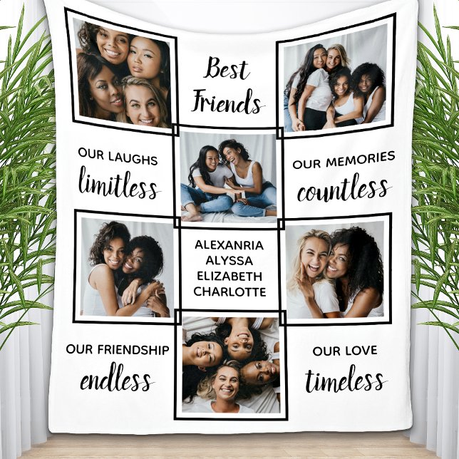 Best Friends Friendship Gift Unique Photo Collage Fleece Blanket (Creator Uploaded)
