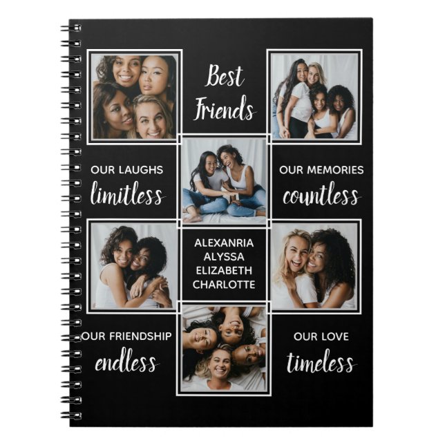 Best Friends Friendship Quote Unique Photo Collage Notebook (Front)