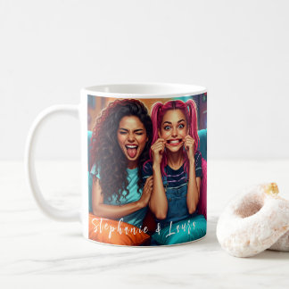 Best Friends Funny Faces & Inspirational Quote Coffee Mug