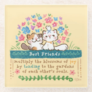 Best Friends’ Gardens - Paisley & Mignon Cats Glass Coaster