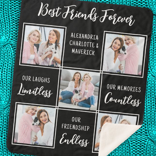 Best Friends Gift Friendship Poem Custom 5 Photo  Sherpa Blanket (Creator Uploaded)
