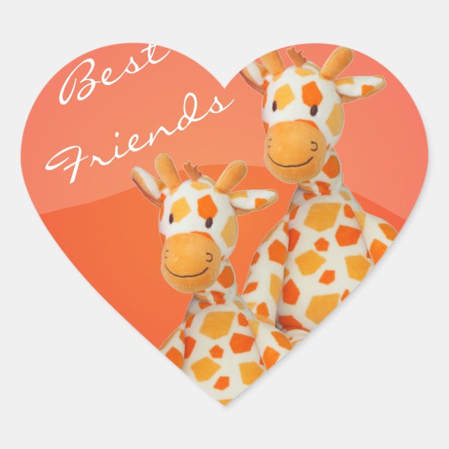Best Friends Giraffes Heart Sticker (Front)
