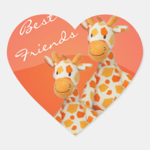 Best Friends Giraffes Heart Sticker