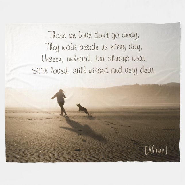 Best Friends Girl and Dog on Beach Fleece Blanket (Front (Horizontal))