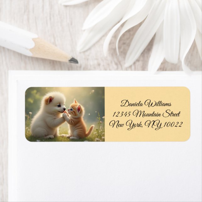 Best friends, give me five - cute puppy and kitty (Insitu)