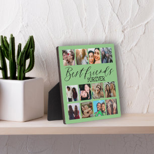  Best Friends Green Modern Photo Collage Plaque