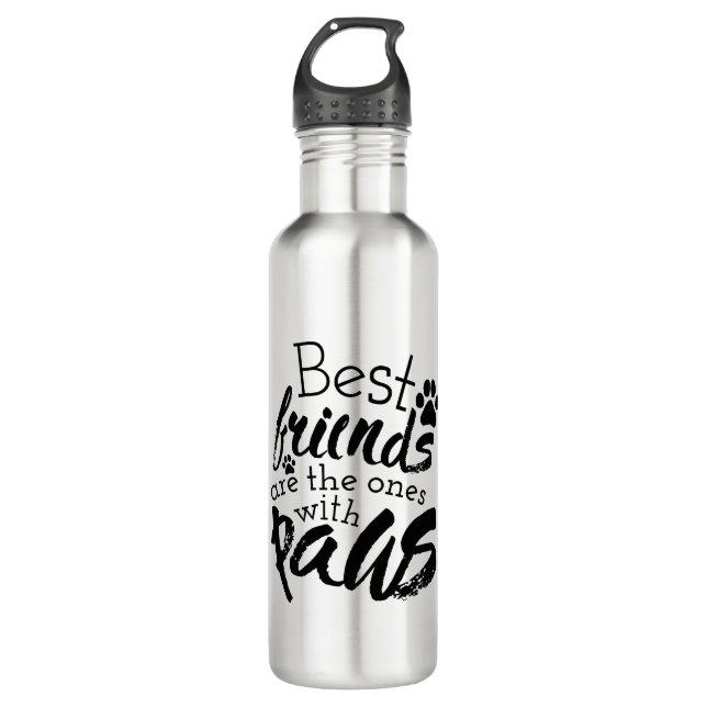 Best Friends Have Paws Dog Companion Quotes Bestie 710 Ml Water Bottle (Front)