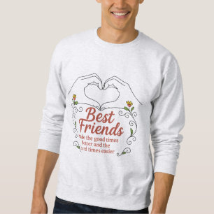 Best Friends Heart Hands Floral Men Sweatshirt