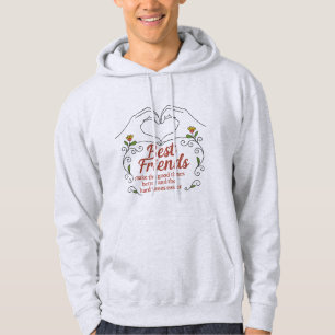 Best Friends Heart Hands Floral Pullover Hoodie