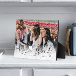 Best Friends Heart Script Gift For Friends Photo Plaque<br><div class="desc">A special and memorable photo gift for best friends. The design features a single photo layout to display your special best friend's photo. "Best Friends" is designed in a stylish black brush script and heart design calligraphy and customised with best friend's names. Send a memorable and special gift to yourself...</div>