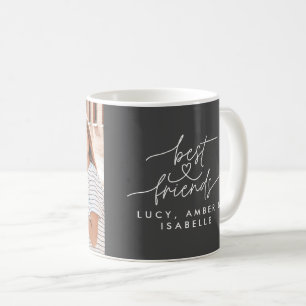 Best friends heart script photo elegant grey coffee mug