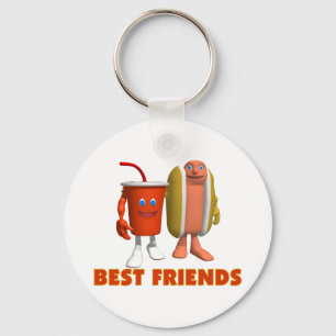 Best Friends Hot Dog & Soda Key Ring