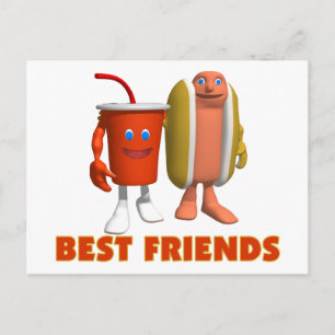 Best Friends Hot Dog & Soda Postcard