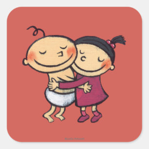 Best Friends Hugging Square Sticker