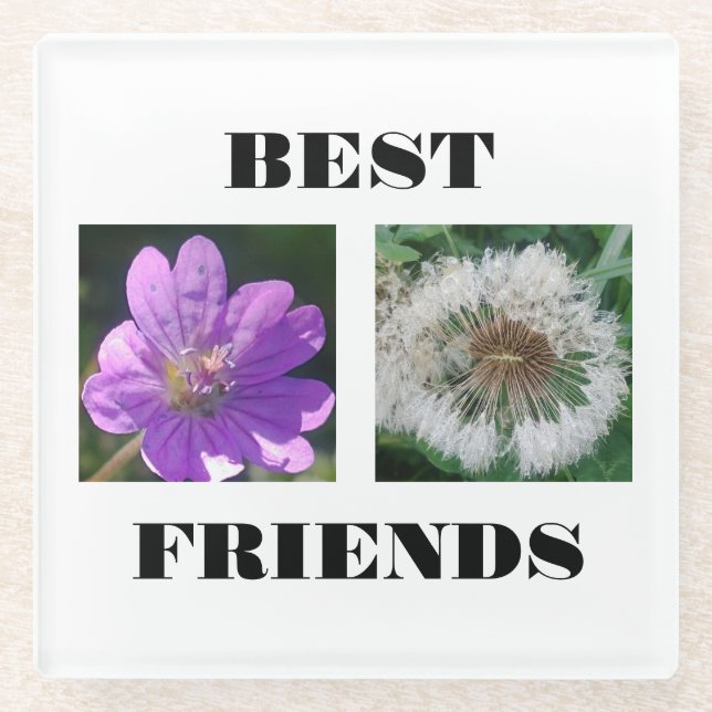 Best Friends Image Template Glass Coaster (Front)