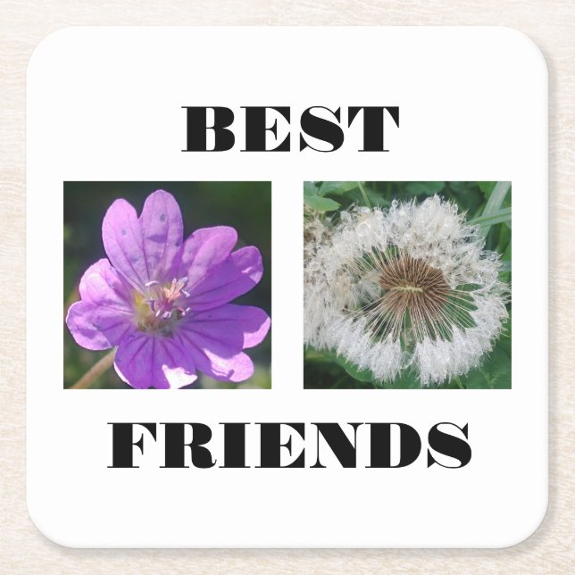Best Friends Image Template Square Paper Coaster (Front)