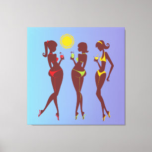 Best Friends in Bikinis Wrapped Canvas