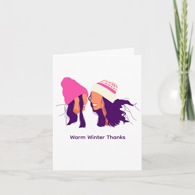 Best Friends in Cozy Hats • Folded Thank You Card (Front)
