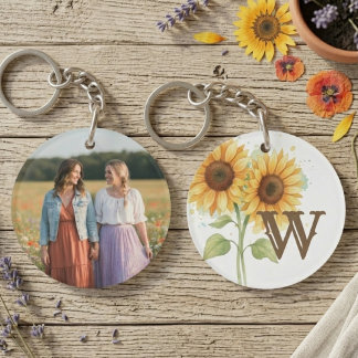 Best Friends Keychain - Watercolor Sunflowers