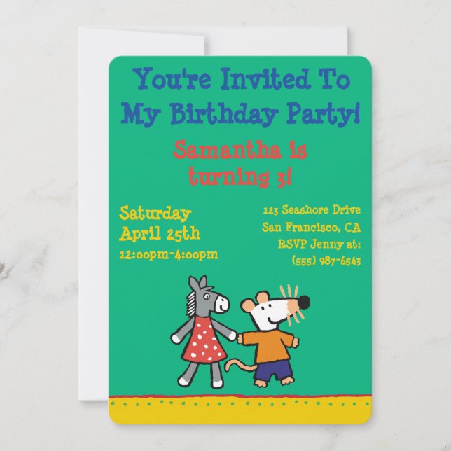 Best Friends Maisy and Dotty Hold Hands Invitation (Front)