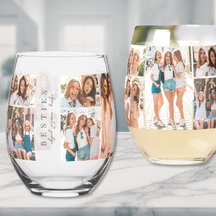 Best Friends Minimalist BFF Photo Stemless Wine Glass