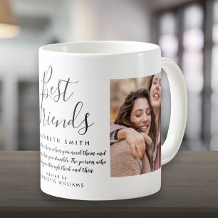 Best Friends Modern Elegant Script Quote 2 Photo Coffee Mug