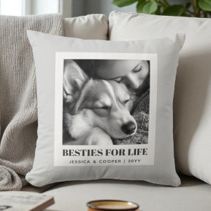 Best Friends Modern Grey Dog Mum Pet Photo Cushion