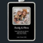 Best Friends Modern Photo Collage | BFF Christmas Silver Plated Framed Ornament<br><div class="desc">Best friends modern photo Christmas ornament, </div>