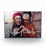 best friends modern script keepsake photo block<br><div class="desc">Cute and modern photo block featuring a hand lettered typography script that says "best friends." Customise this product by adding your names and photo. Great keepsake gift.</div>