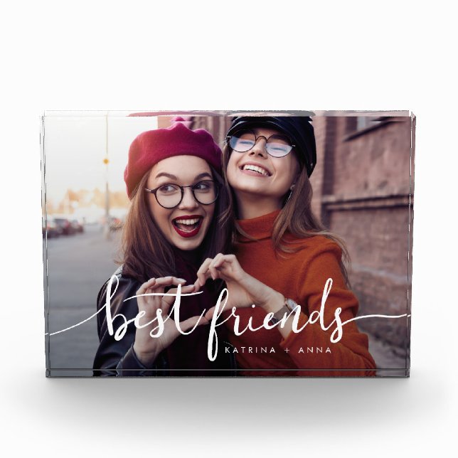 best friends modern script keepsake photo block (Front)