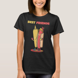 Best Friends Motif Sausage Hot Dog and Mustard BFF T-Shirt