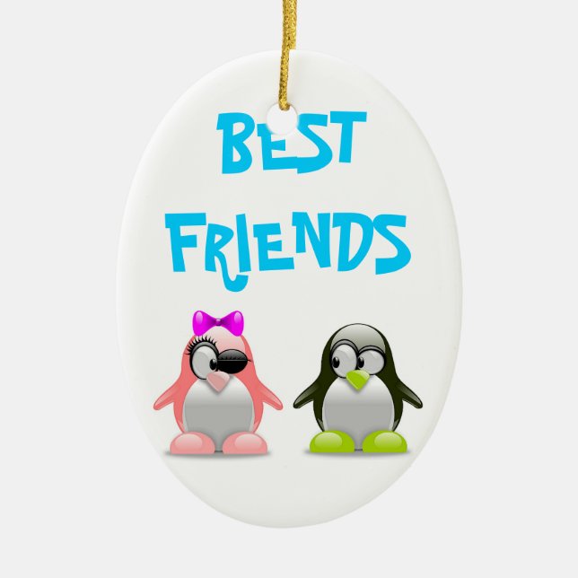 "BEST FRIENDS" PENGUINS CERAMIC TREE DECORATION (Front)