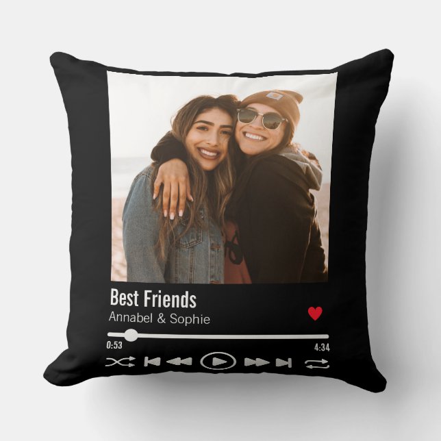 Best Friends Personalised Photo Playlist Cushion (Front)
