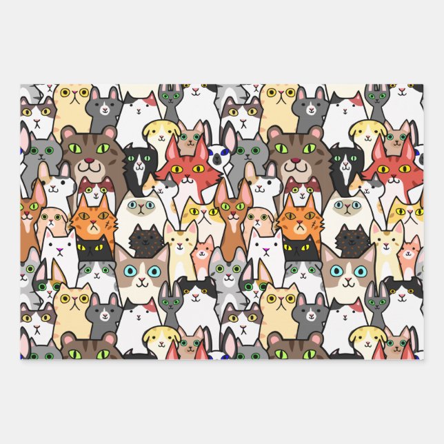 Best Friends Pet Cats and Dogs Gift Wrapping Paper (Front 3)