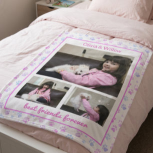 Best Friends Pet Photo Pink Keepsake Fleece Blanket