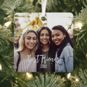 Best Friends Photo BFF Holiday Christmas Metal Tree Decoration