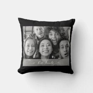 Best Friends Photo Black and White Cushion