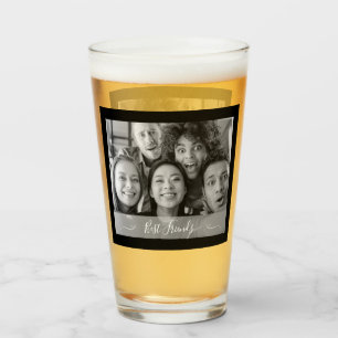 Best Friends Photo Black and White Glass