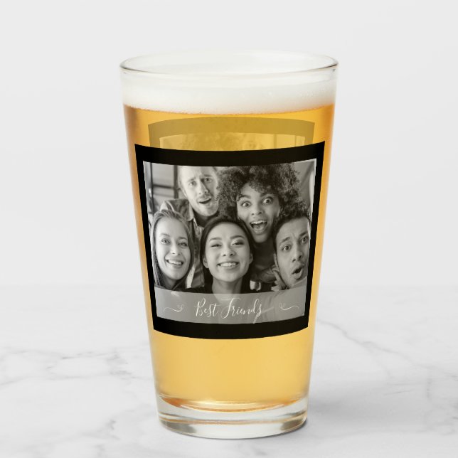 Best Friends Photo Black and White Glass (Front Filled)