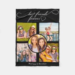 Best Friends Photo Black Fleece Blanket