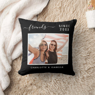 Best friends photo black white names year cushion