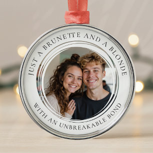 Best Friends Photo Brunette Blonde Metal Tree Decoration