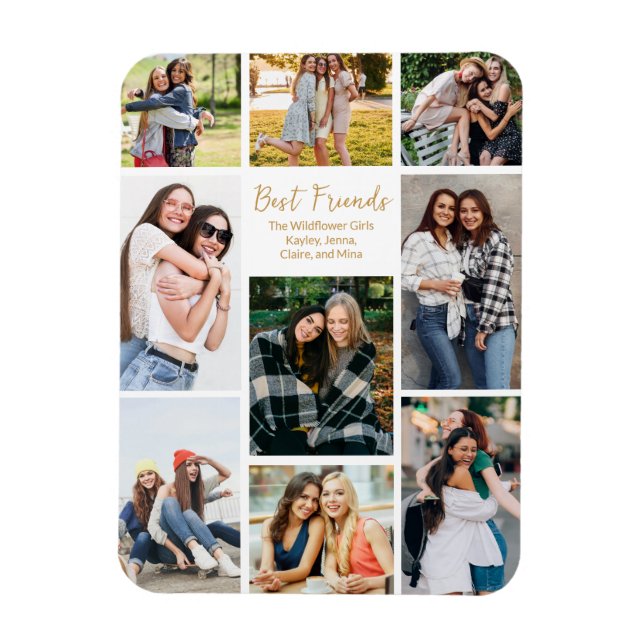 Best Friends Photo Collage Cute Personalised Magnet (Vertical)