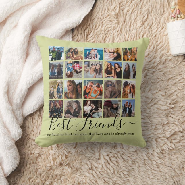 Best Friends Photo Collage Green Cushion (Blanket)