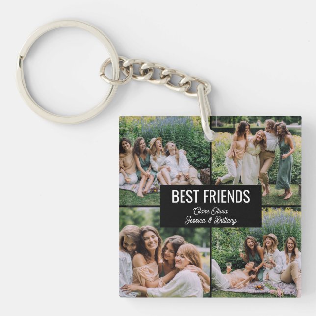 Best Friends Photo Collage Key Ring (Front)