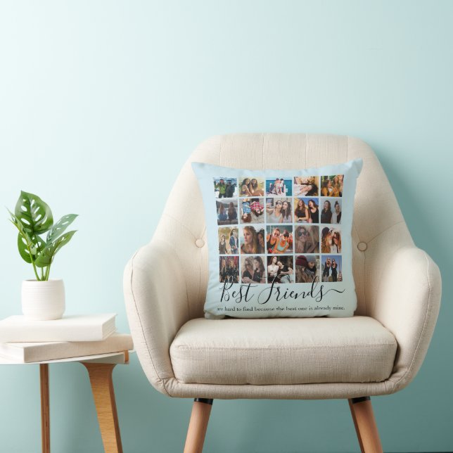 Best Friends Photo Collage Pastel Blue Cushion (Chair)