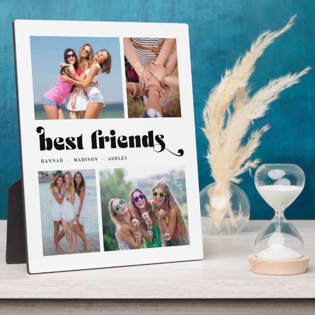 Best Friends Photo Collage Retro Plaque (Side)