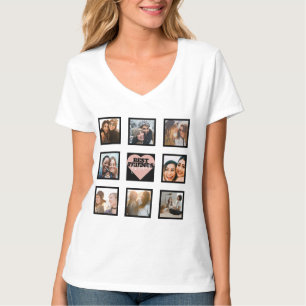 BEST FRIENDS Photo Collage Rose Gold Heart T-Shirt