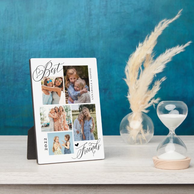 Best Friends Photo Collage Typography Keepsake Plaque (Side)